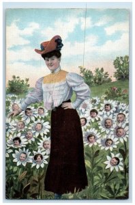 1908 Surrel Fantasy Woman Baby Birth Flowers Vining Kansas KS Antique Postcard