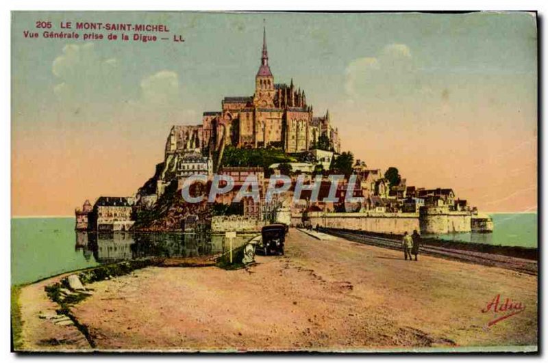 Old Postcard Mont Saint Michel Vue Generale Taking the Dike