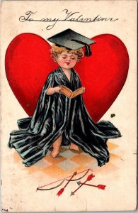 To My Valentine Young Cupid Reading Letter 1907