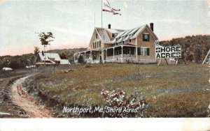 NORTHPORT, Maine ME   SHORE ACRES Sign & Flag  WALDO COUNTY  ca1910's Postcard