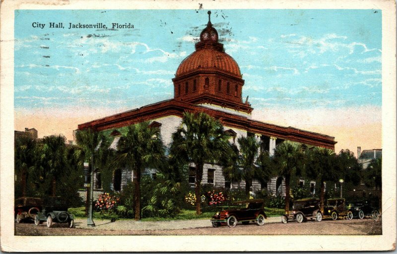 Vtg 1920s City Hall Jacksonville Florida FL Postcard