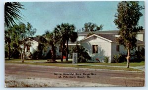 ST. PETERSBURG BEACH, FL ~Roadside SPILLER'S BAYSIDE COURT Apartments Postcard