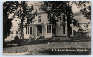 HIRAM, ME Maine ~ P. B. YOUNG'S RESIDENCE c1910s Oxford County Postcard