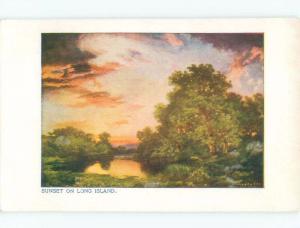 Unused Divided-Back SUNSET SCENE ON WATER Long Island New York NY E8549