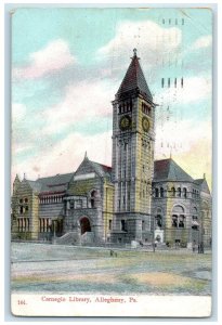 1910 Carnegie Library Exterior Roadside Allegheny Pennsylvania PA Cloud Postcard