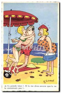 Old Postcard Fantasy Humor Gondot Beach