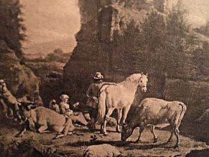 Postcard Art - Landscape with Figures and Cattle, by Adriaen van de Velde   X4