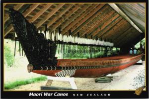 Maori War Warriors Canoe New Zealand NZ Waitangi National Trust Postcard D34