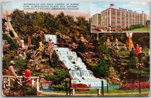 Chicago Illinois ILL, Waterfalls and Rock Garden, Olson Park, Vintage Postcard