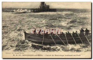 Postcard Old Boat Boulogne sur Mer Lifeboat returning to port