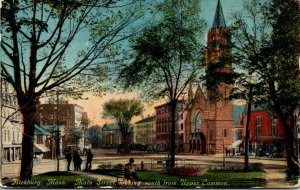 Massachusetts Fitchburg Main Street Looking South From Upper Common