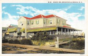 Wrightsville Beach North Carolina Ocean Inn Street View Antique Postcard K93903