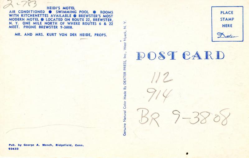 NY - Brewster. Heidi's Motel