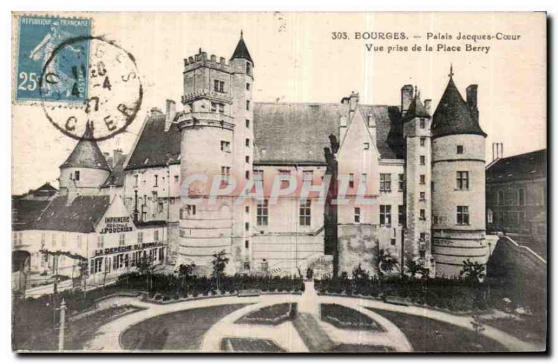 Old Postcard Bourges Palais Jacques Coeur shooting Place Berry