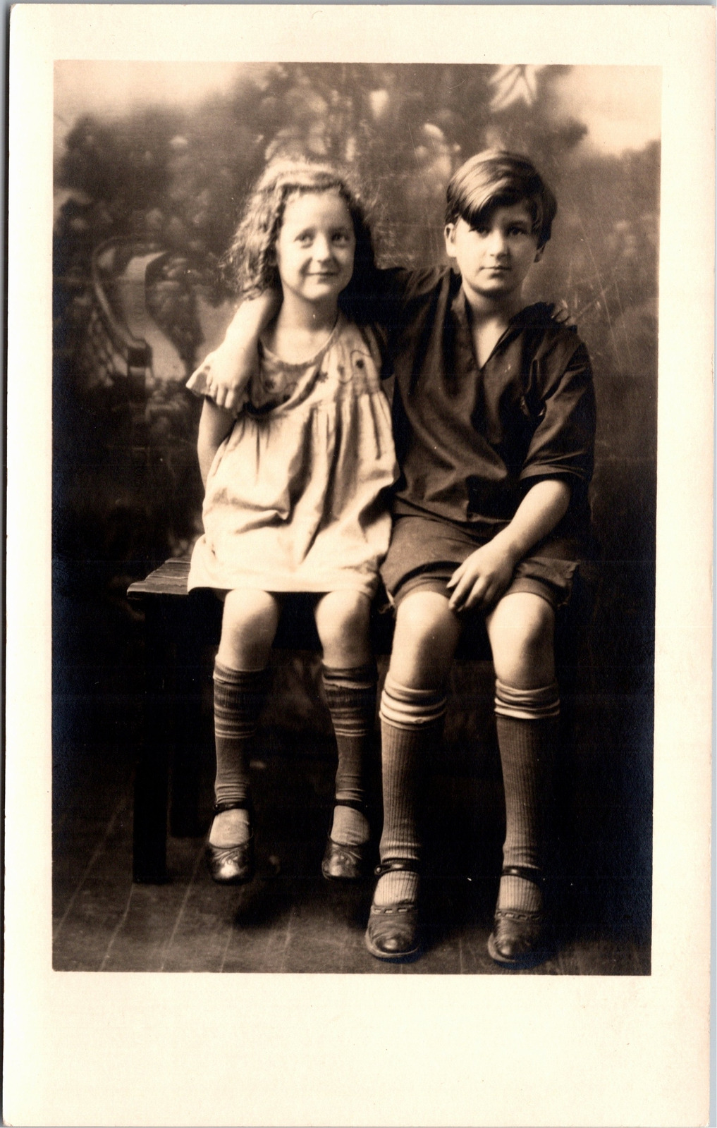 RPPC Boy and Girl sitting with arm around shoulder azo | Other ...