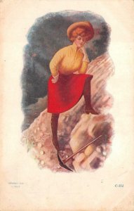 WOMAN MOUNTAIN CLIMBING WESTERN COWGIRL KONTZ ALABAMA DPO DOANE POSTCARD 1907