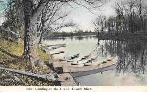 Boat Landing Grand Lowell Michigan 1910c postcard