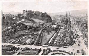 EDINBURGH SCOTLAND UK THE CASTLE~PRINCE STREET~ARTIST SILVERESQUE POSTCARD 1937 