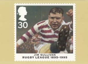 Jim Sullivan Welsh Wigan Rugby League RMPQ Rare Stamp Postcard