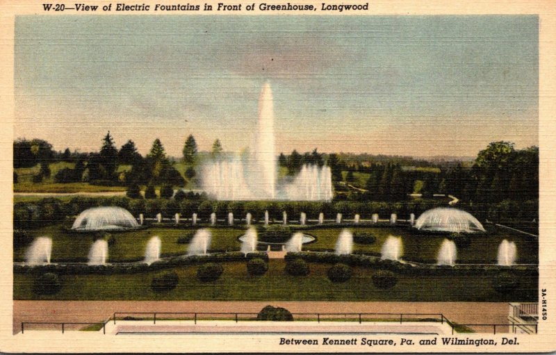 Delaware Wilmington Longwood Gardens Electric Fountains In Front Of Greenhous...