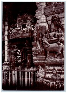 c1930 Temple Interior View Statue Detail Madurai India RPPC Unposted Postcard 