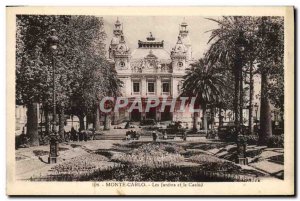 Old Postcard Monte Carlo Gardens and casino