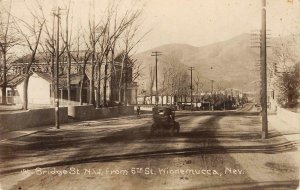 RPPC Bridge Street Scene WINNEMUCCA Nevada c1910s Vintage Photo Postcard