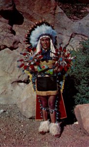 North American Indian Chief In Full Dress Costume