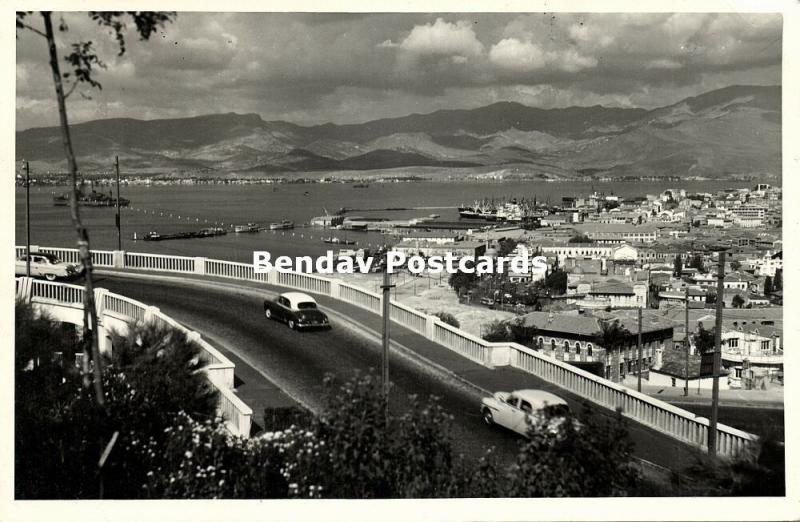 turkey, IZMIR, Umumî Görünüş, General View, Cars (1950s) RPPC, Stamps