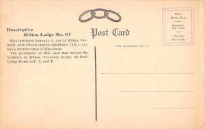 Milton Vermont Ioof Lodge No.67 Antique Postcard J70760