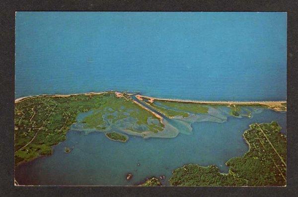 RI Aerial Quonochontaug Pond Charlestown Westerly Rhode Island Postcard PC