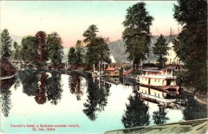 St Joe, ID Idaho FERRELL'S HOTEL~LANDING Spokane Summer Resort ca1910s Postcard