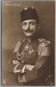 TURKISH OTTOMAN OFFICER ENVER PASHA ANTIQUE REAL PHOTO POSTCARD RPPC