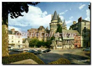 Postcard Modern Vitr Cite Medievale The Castle And The Old Houses Place St-Yves
