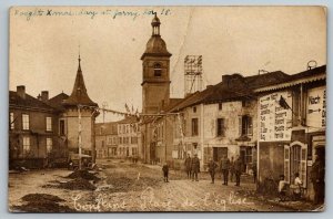 RPPC WW1  US Army Soldiers  Jarny France  Conflans Place de L'eglise  Postcard