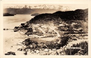 G86/ Cordova Alaska RPPC Postcard c1920s Birdseye View Town Mountains