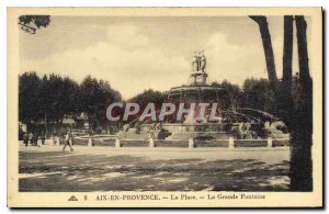 Old Postcard Aix en Provence Place La Grande Fontaine