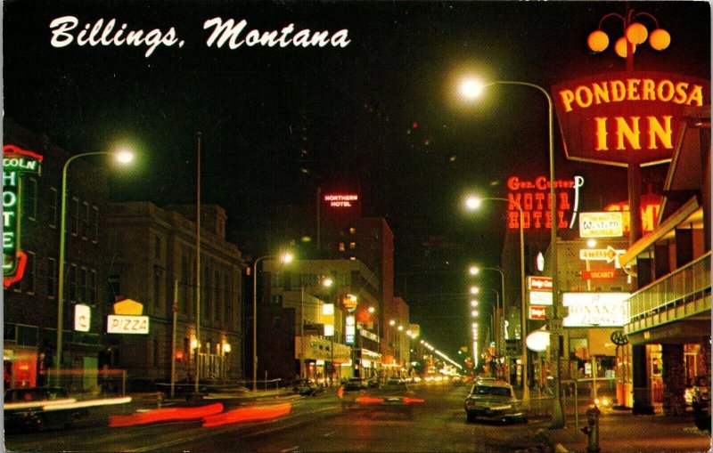 Night Scene of Billings Montana Postcard PC192