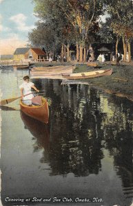 Canoeing at Rod & Gun Club Omaha Nebraska 1909 postcard