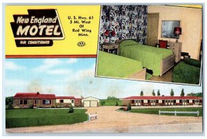 Red Wing Minnesota MN Postcard New England Motel Exterior Building c1940 Vintage