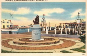 Vintage Postcard 1950's Ridley Watts Memorial Fountain Warch Hill Rhode Island