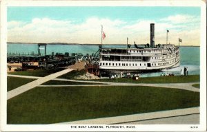 Steamboat at Boat Landing, Plymouth MA Vintage Postcard P40