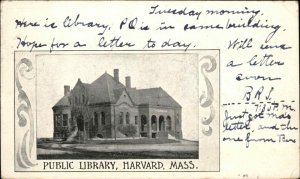 Harvard Massachusetts MA Library 1900s-10s Postcard