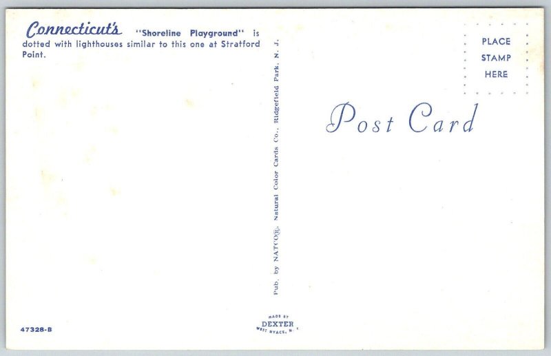 Stratford Point Connecticut 1950s Postcard Lighthouse