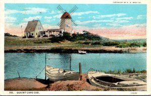 Massachusetts Cape Cod Quaint Scene Showing Windmill 1928