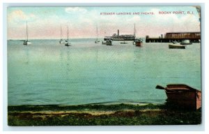 1912 Steamer Landing and Yachts Rocky Point, Rhode Island RI Postcard