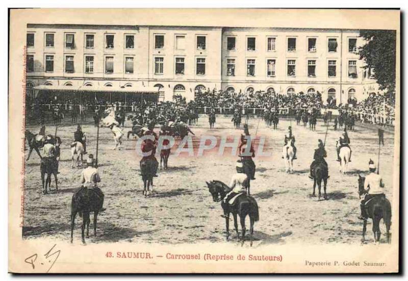 Old Postcard Carousel Horse Equestrian Jumping Saumur Resume