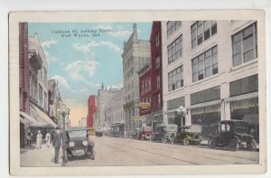 P3055, 1923 postcard old cars etc calhoun street view fort wayne indiana