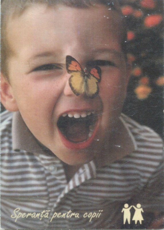 Organizatia Speranta pentru copii Postcard little boy image butterfly