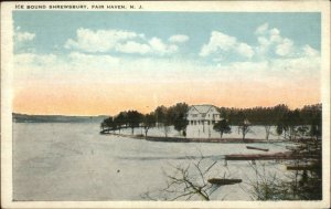 Fair Haven NJ Ice Bound Shrewsbury River c1920 Postcard